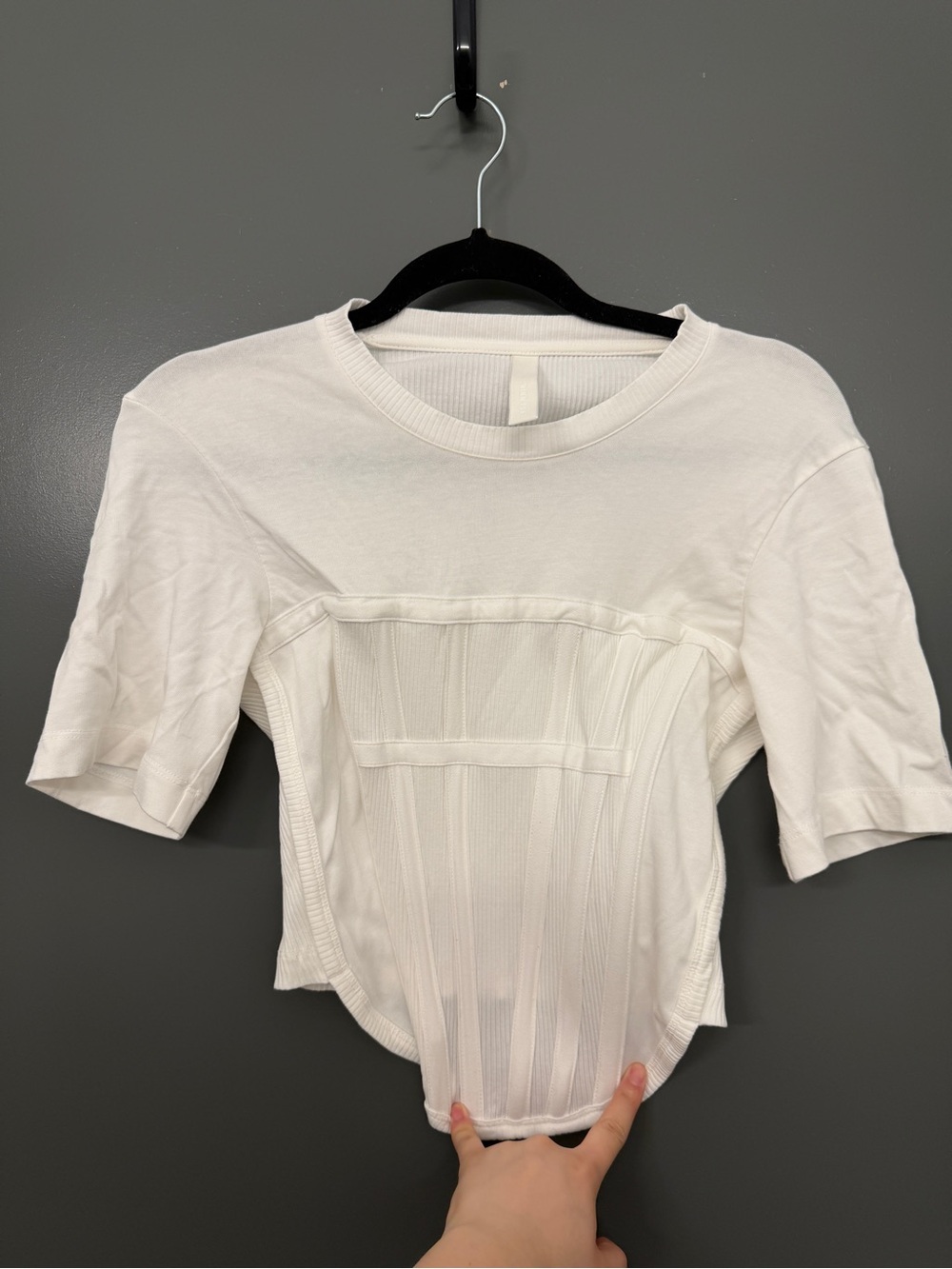 Dion Lee White Short-Sleeve Corset Paneled Top